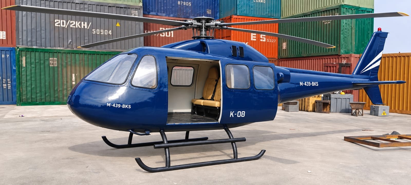 Full-scale replica helicopter under fabrication in the Morph workshop